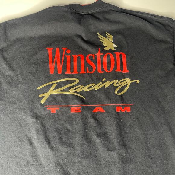 American born Other - Vintage Winston Racing Pocket-Tee Shirt Men Sz XL Black 90s Single Stitch USA